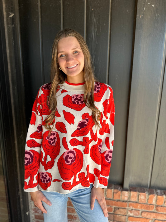 Big Floral Pattern Sweater