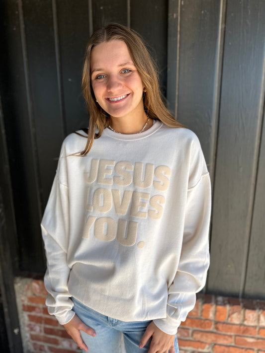 Jesus Loves You Puff Sweatshirt