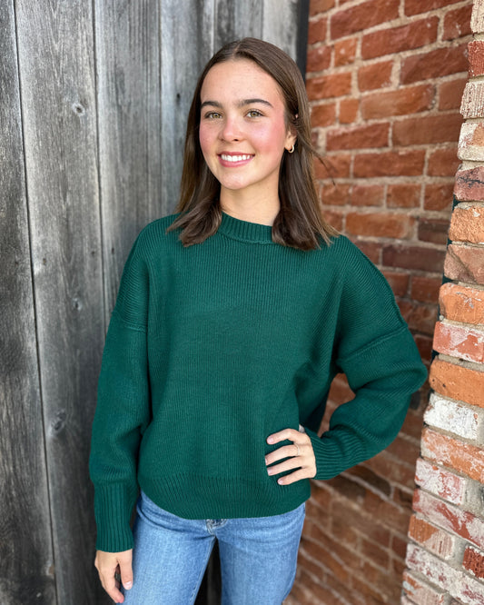 Hunter Green Oversized Ribbed Sweater