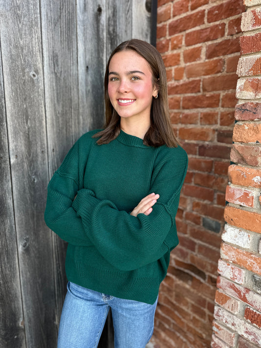 Hunter Green Oversized Ribbed Sweater