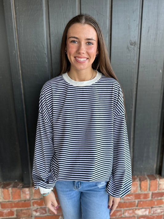 Striped Long Sleeve Pullover Top