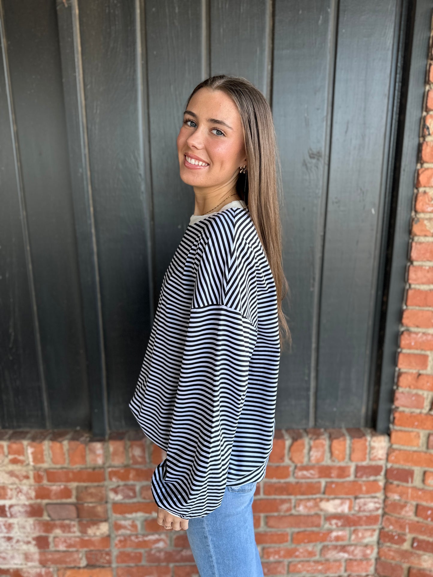 Striped Long Sleeve Pullover Top