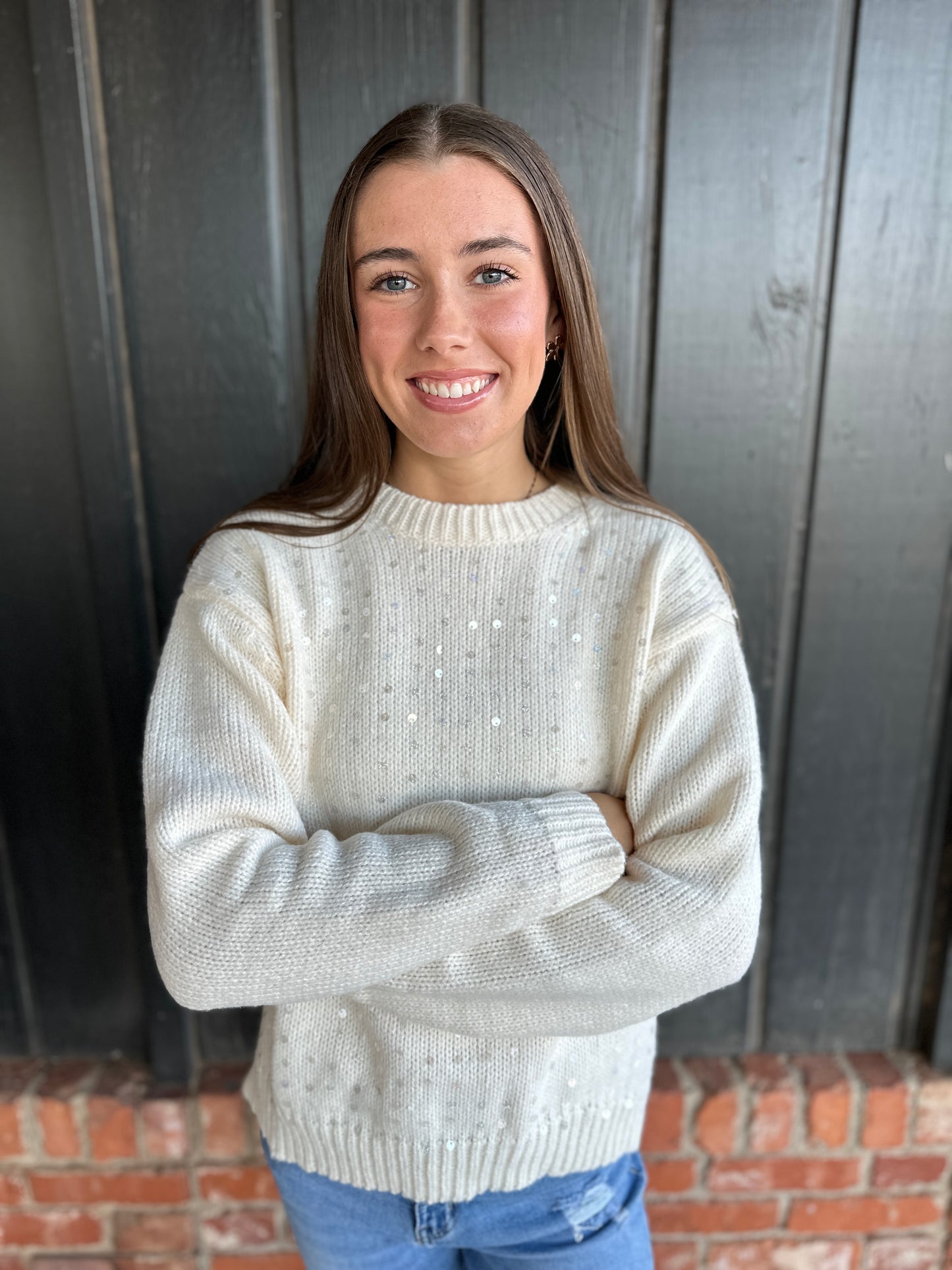 Ivory Sequin Detail Sweater