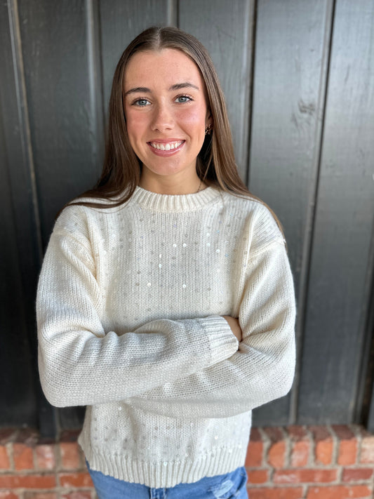 Ivory Sequin Detail Sweater