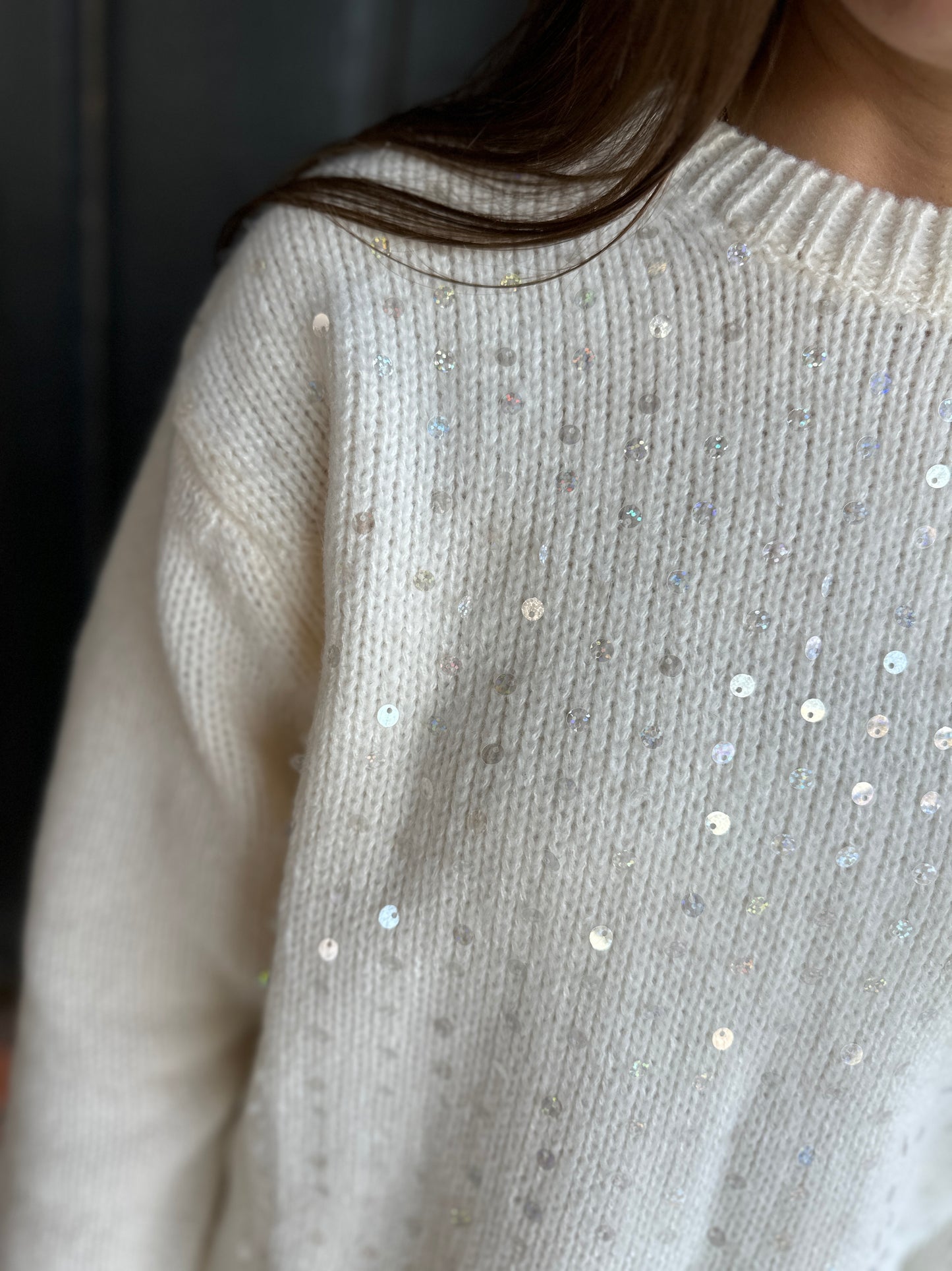 Ivory Sequin Detail Sweater