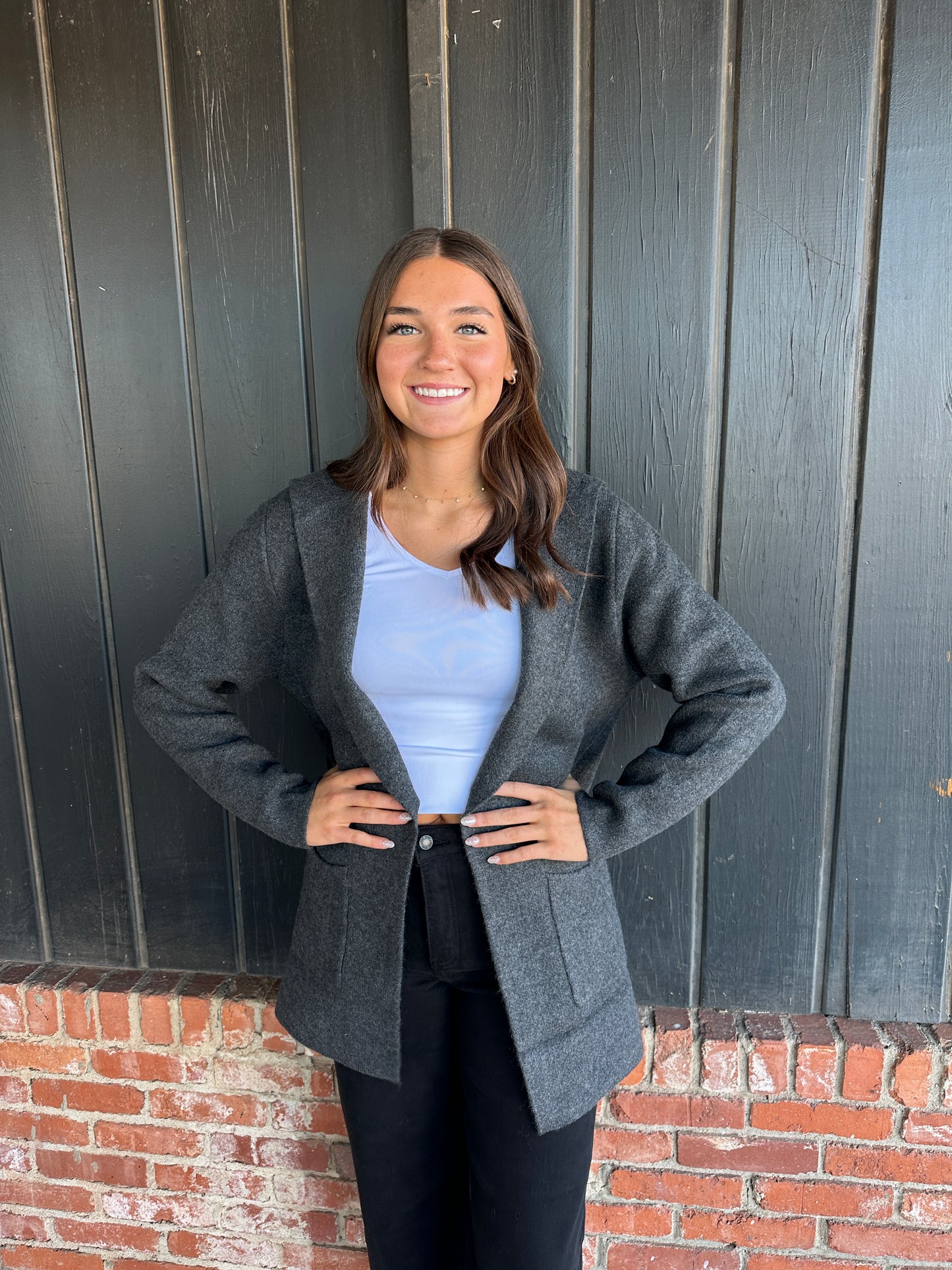 Charcoal Heavy Hoodie Sweater Cardigan