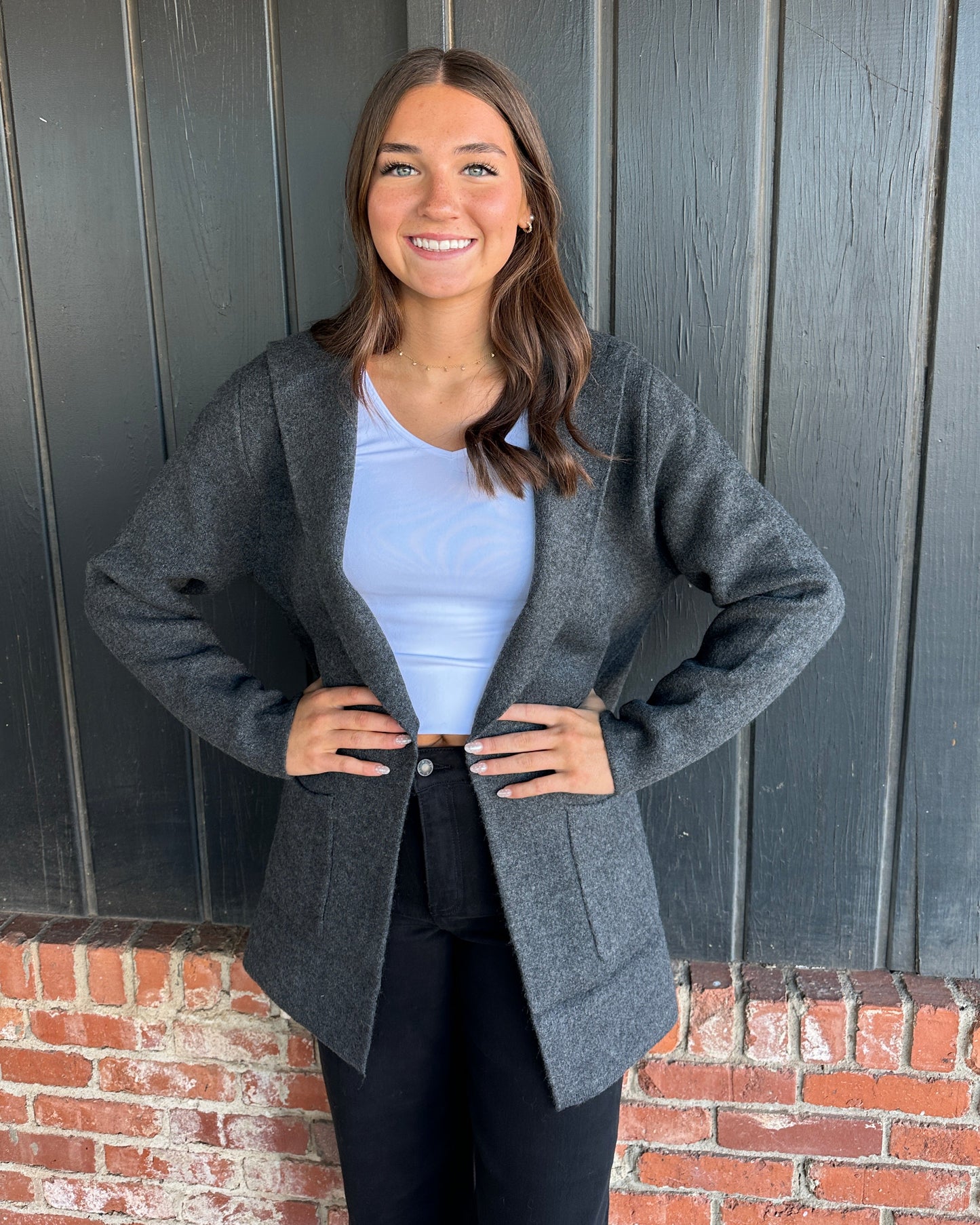 Charcoal Heavy Hoodie Sweater Cardigan