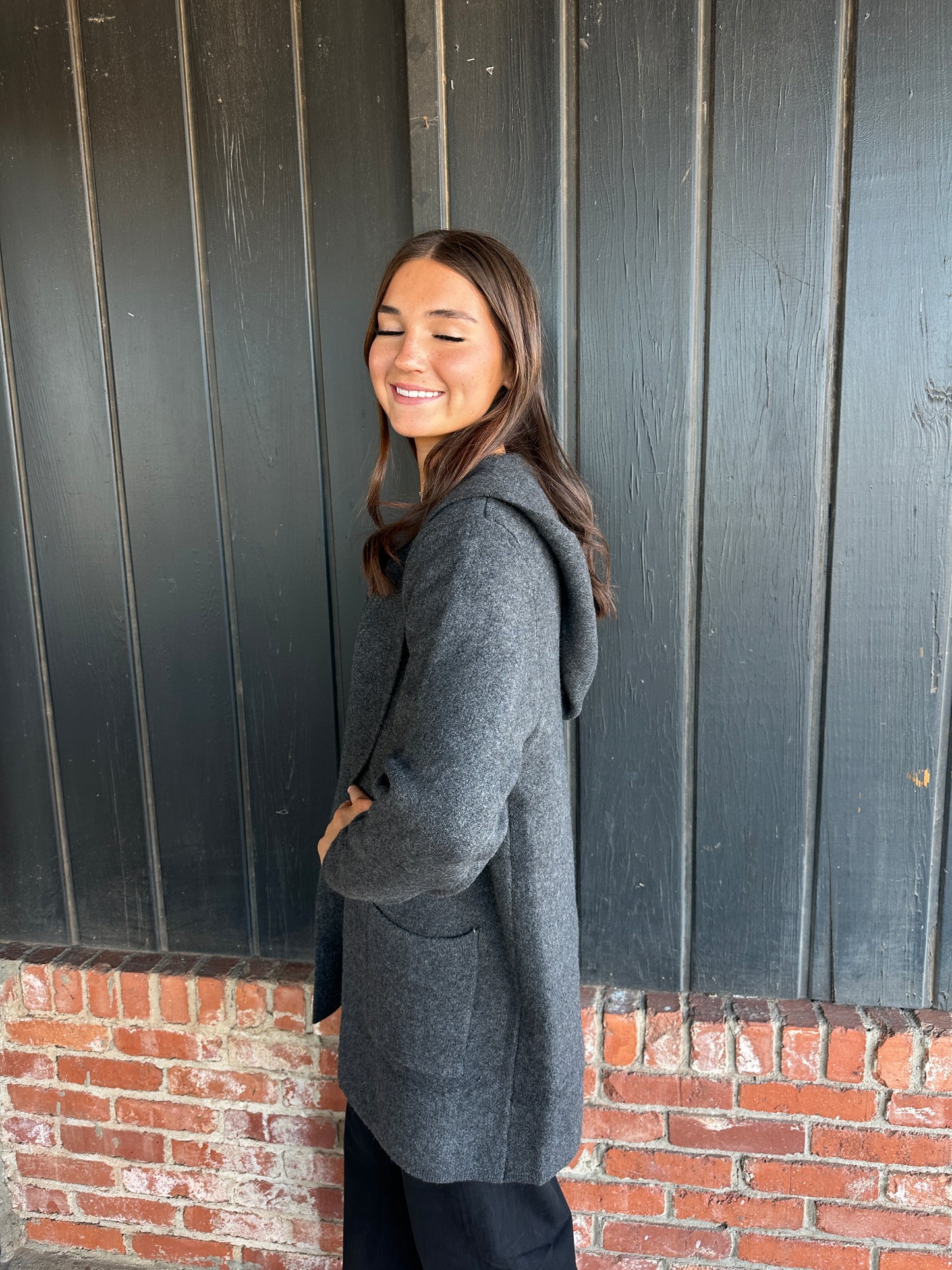 Charcoal Heavy Hoodie Sweater Cardigan