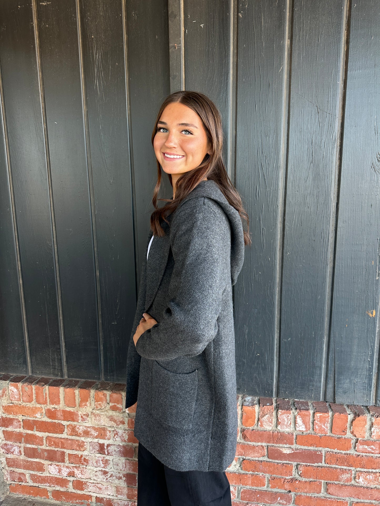 Charcoal Heavy Hoodie Sweater Cardigan