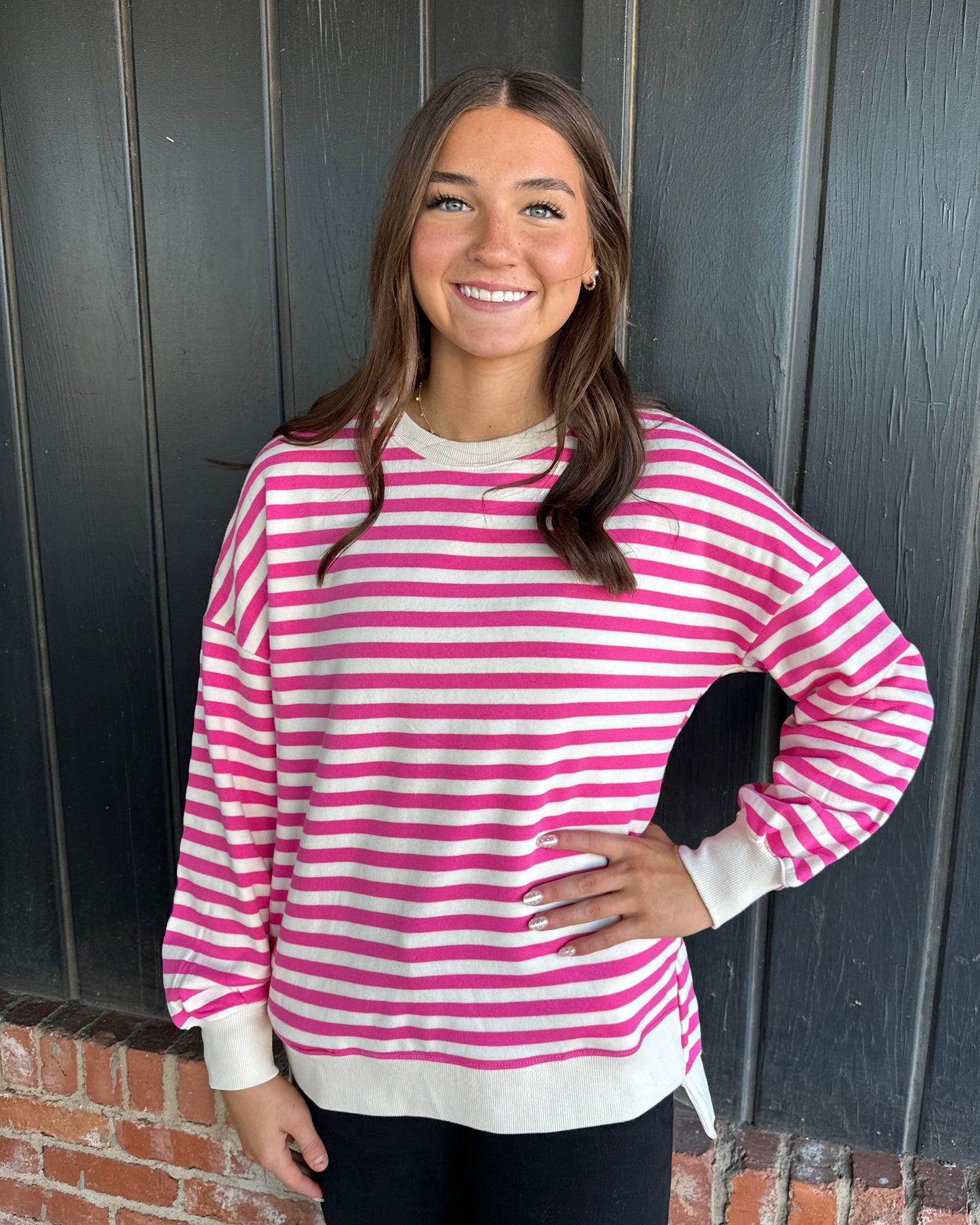 Bright Pink Hi Low Sweatshirt