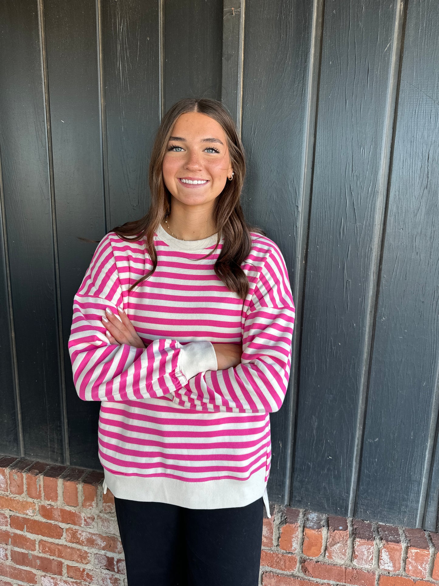 Bright Pink Hi Low Sweatshirt