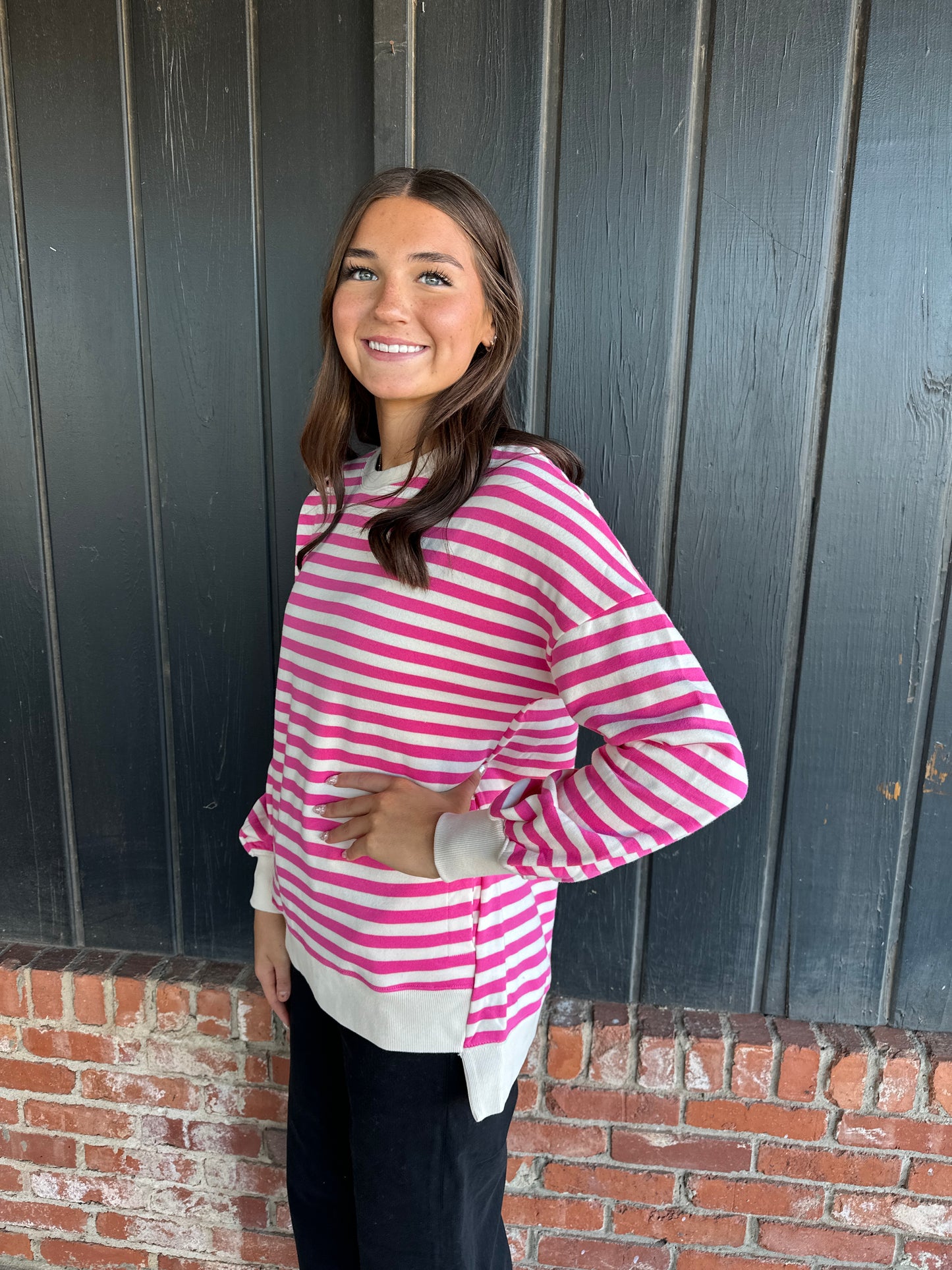 Bright Pink Hi Low Sweatshirt