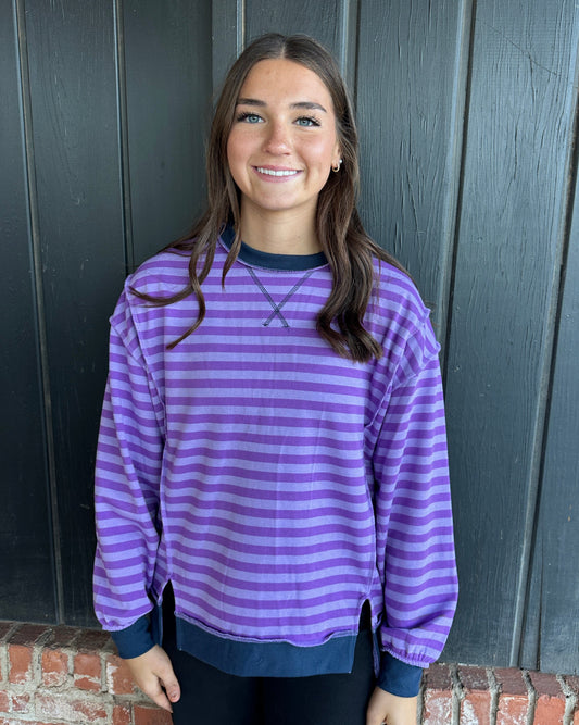 Violet/Lavendar striped long sleeve top