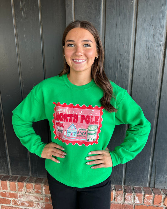 Greetings From The North Pole Green Crewneck