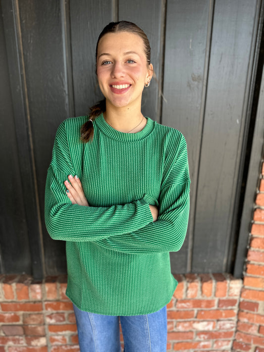 Green Corded Long sleeve top