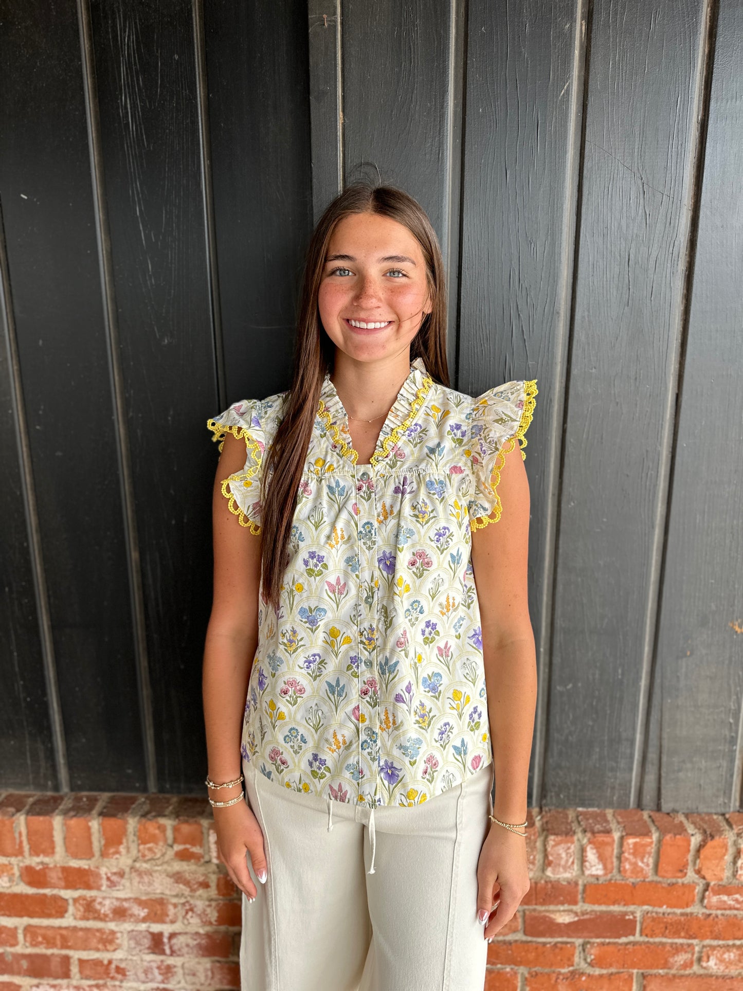 The Ella Yellow floral print top