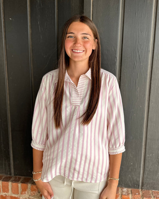Blush Pink Collared Top
