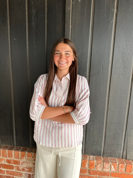 Blush Pink Collared Top