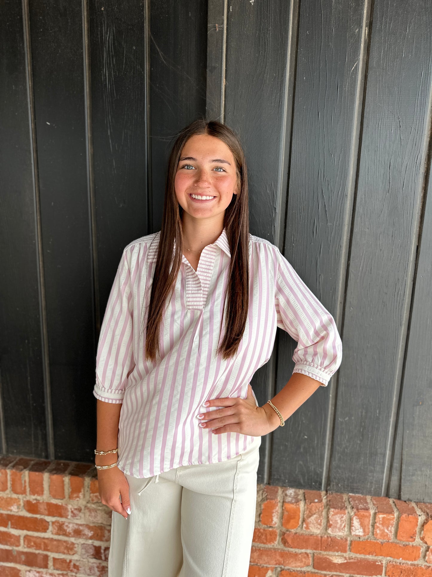 Blush Pink Collared Top