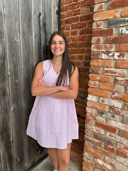 Pink Mini Striped Dress