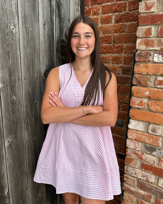 Pink Mini Striped Dress