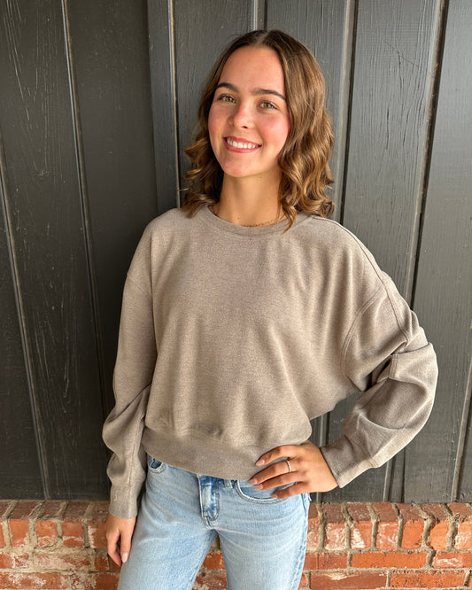 Dusty Mocha Soft Ribbed Relaxed Fit Sweatshirt
