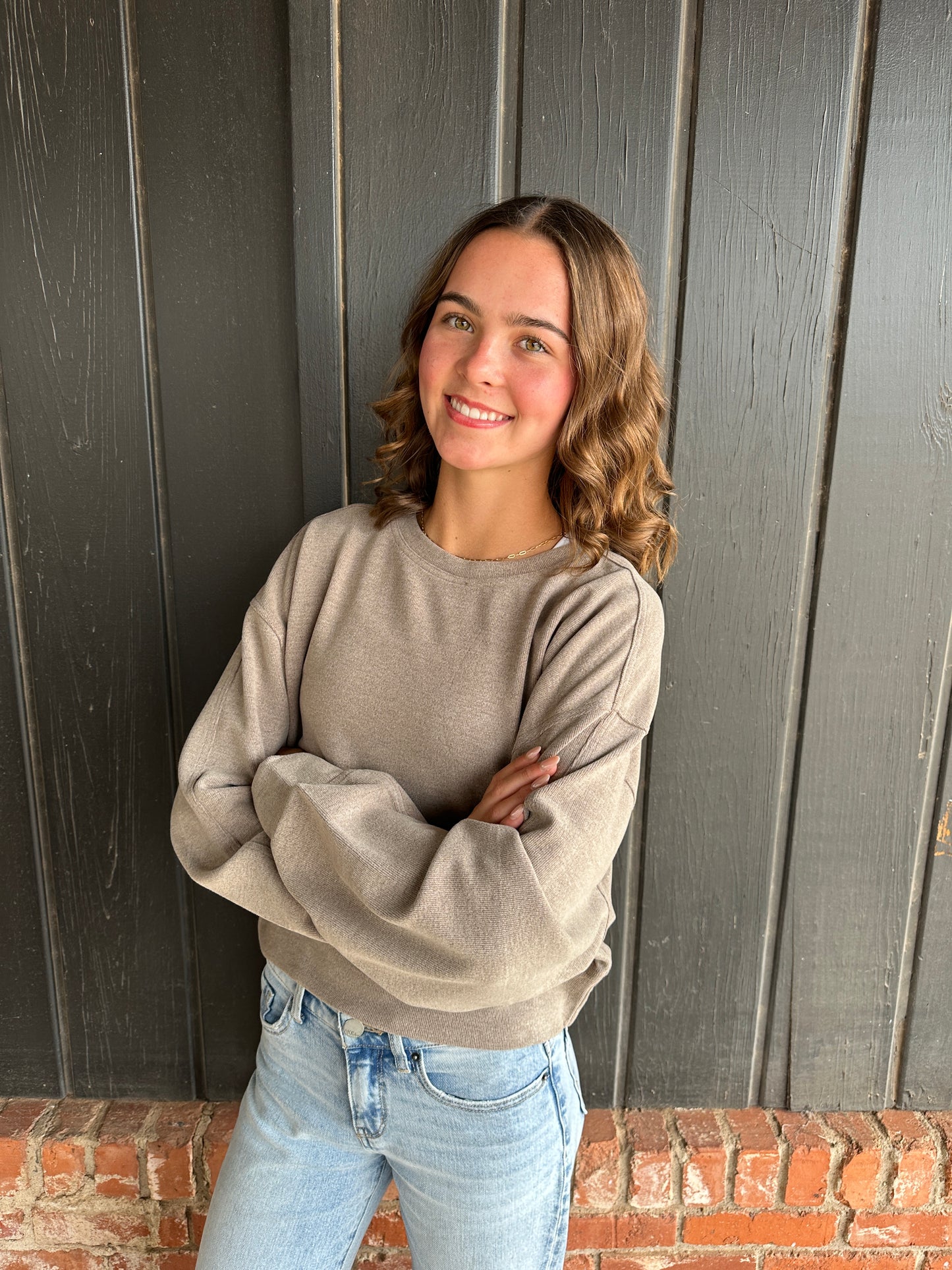 Dusty Mocha Soft Ribbed Relaxed Fit Sweatshirt