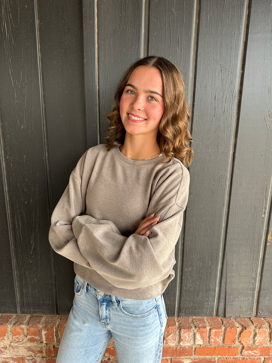 Dusty Mocha Soft Ribbed Relaxed Fit Sweatshirt