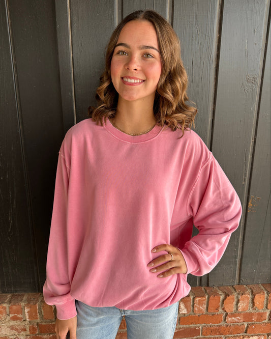 Pink Oversized Mineral Washed Sweatshirt