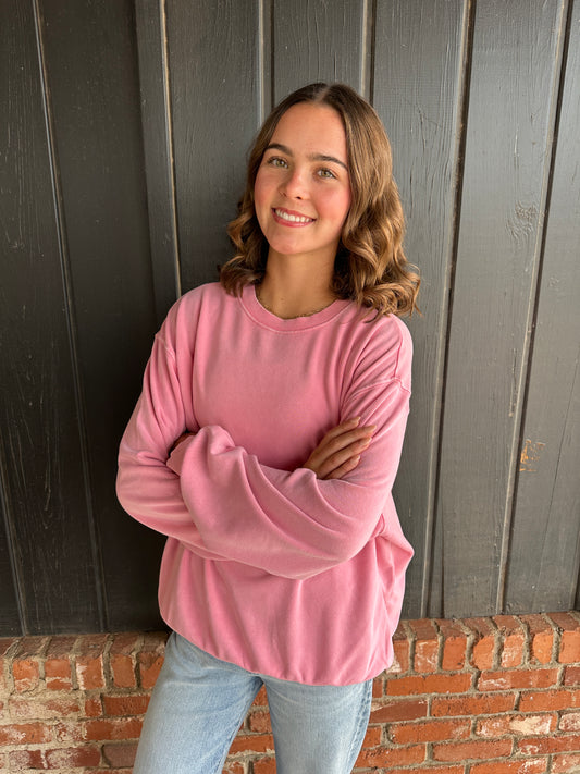 Pink Oversized Mineral Washed Sweatshirt