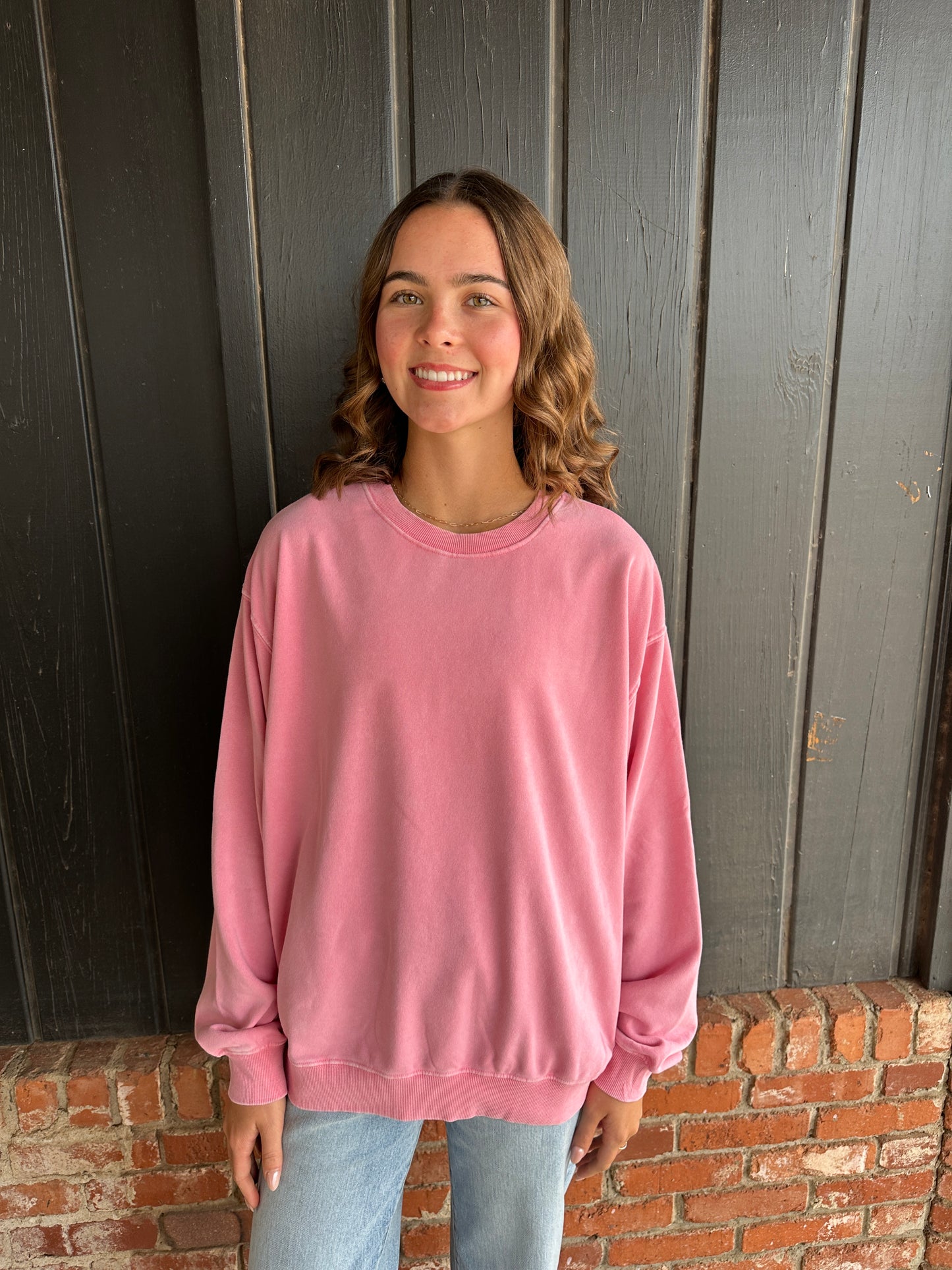 Pink Oversized Mineral Washed Sweatshirt