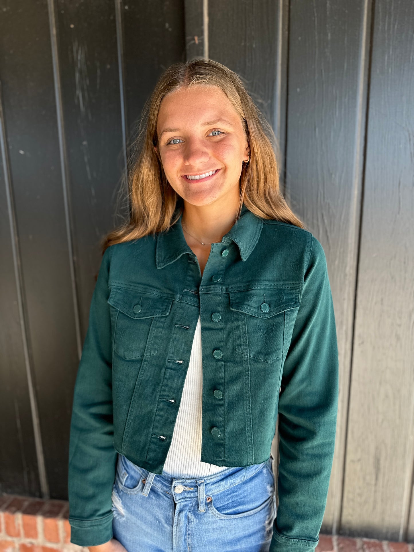 Judy Blue Dark green denim jacket – WEST