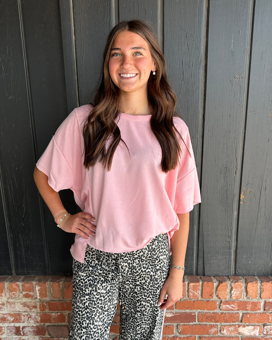 Light Pink French Terry Reverse Side Top