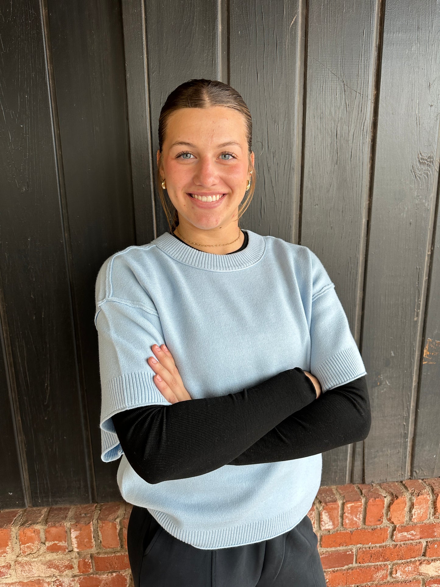 Powder Blue Drop Shoulder Sweater