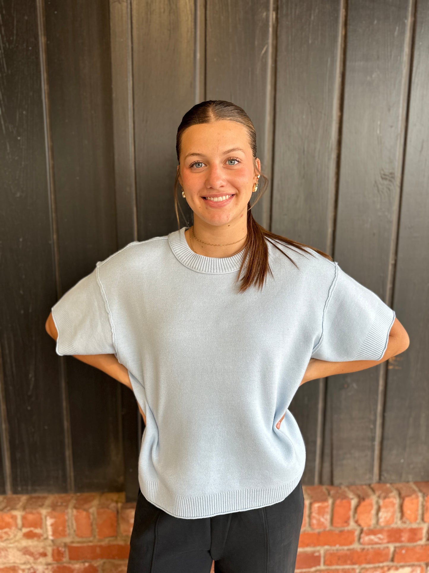 Powder Blue Drop Shoulder Sweater
