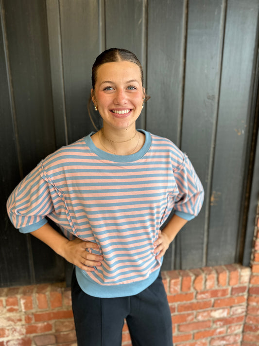 Blue stripe Striped Knit Top