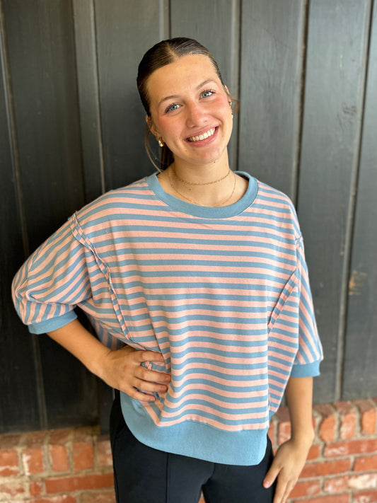 Blue stripe Striped Knit Top