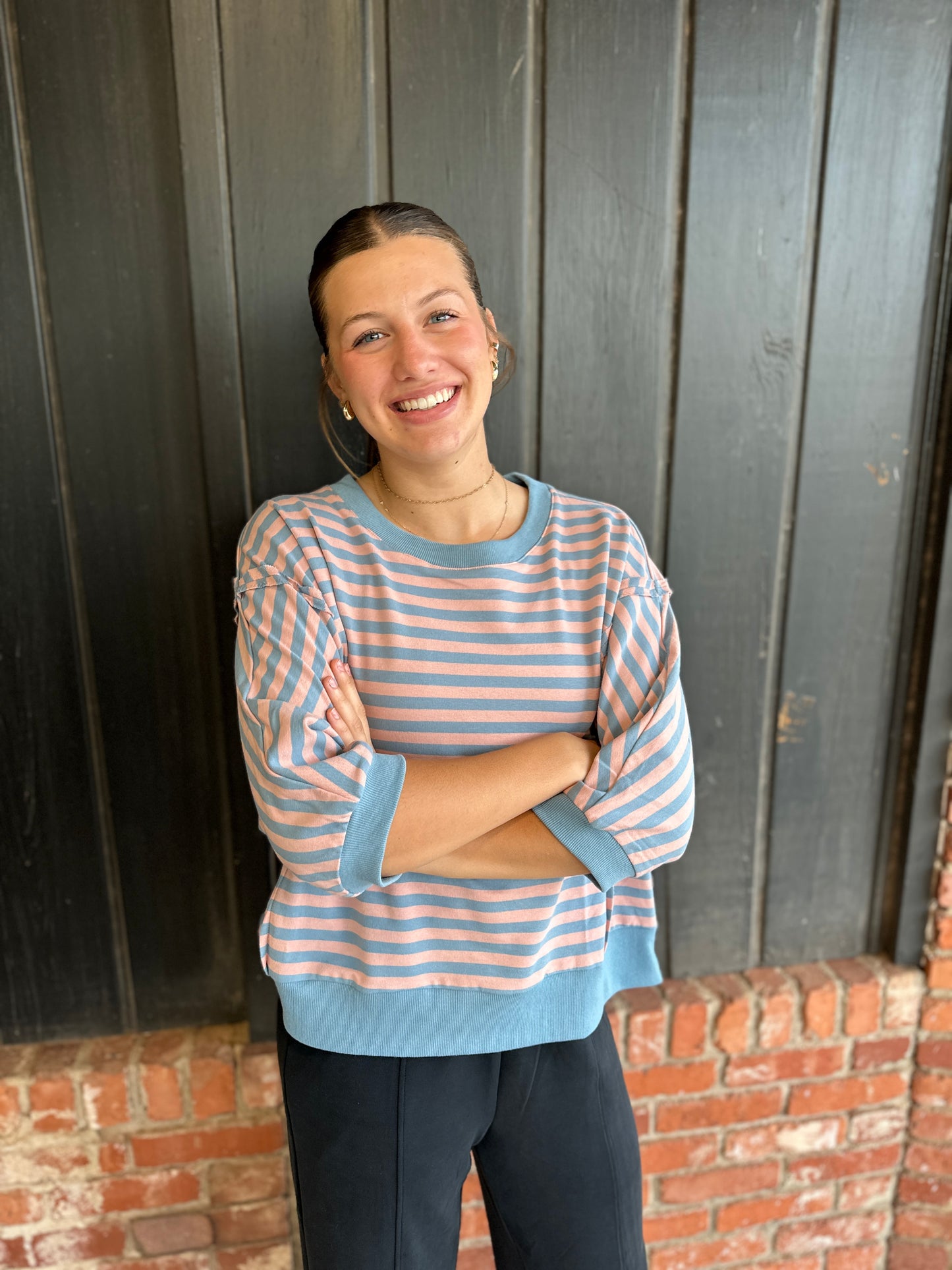 Blue stripe Striped Knit Top