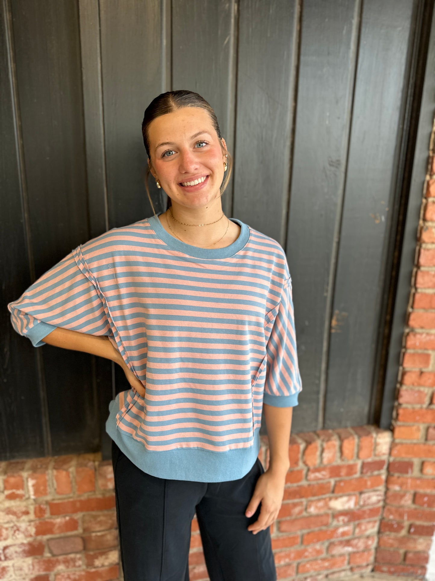 Blue stripe Striped Knit Top