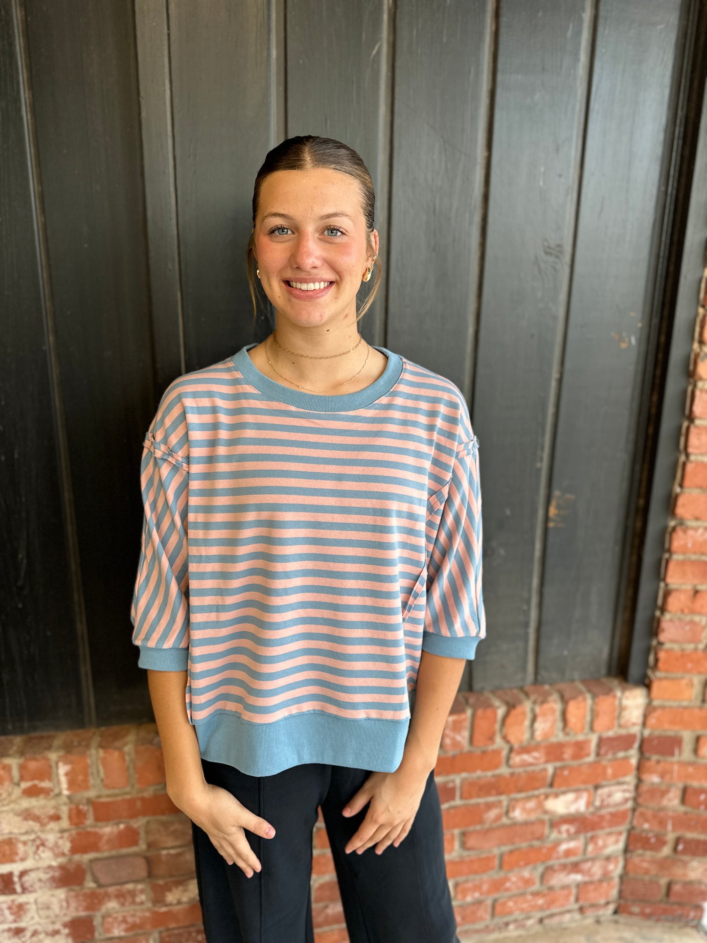 Blue stripe Striped Knit Top