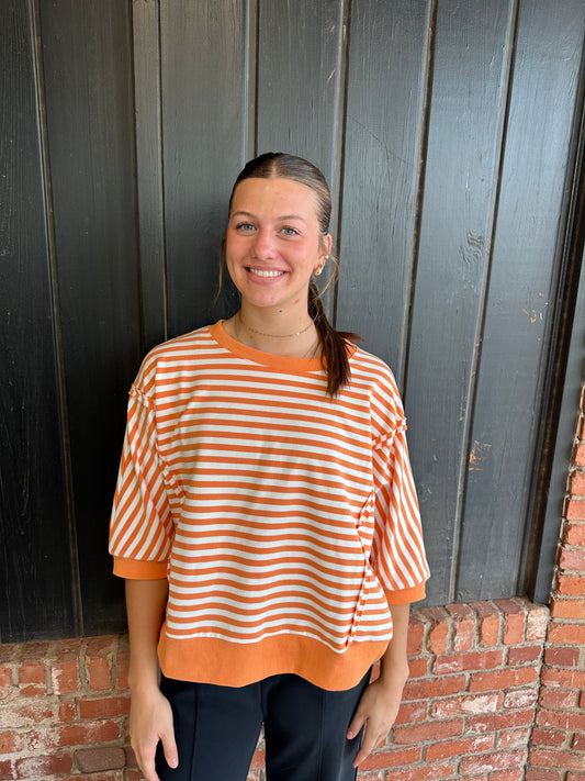 Orange Stripe Knit Seam Detail