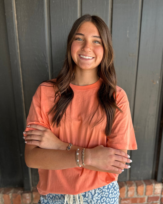Orange Loose Fit Short Sleeve Top