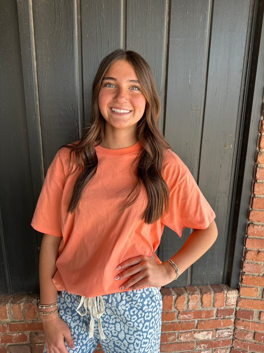 Orange Loose Fit Short Sleeve Top