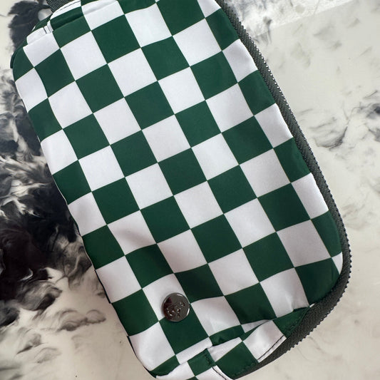 Hunter Green and White checkered bum bag
