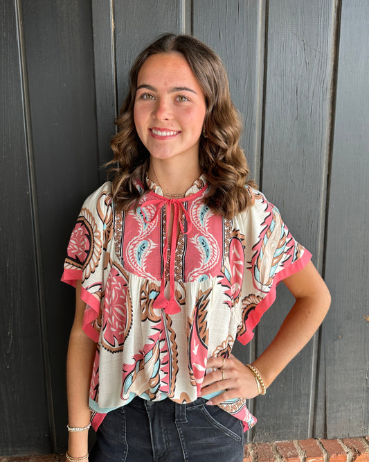 Pink Mix Paisley Print Top