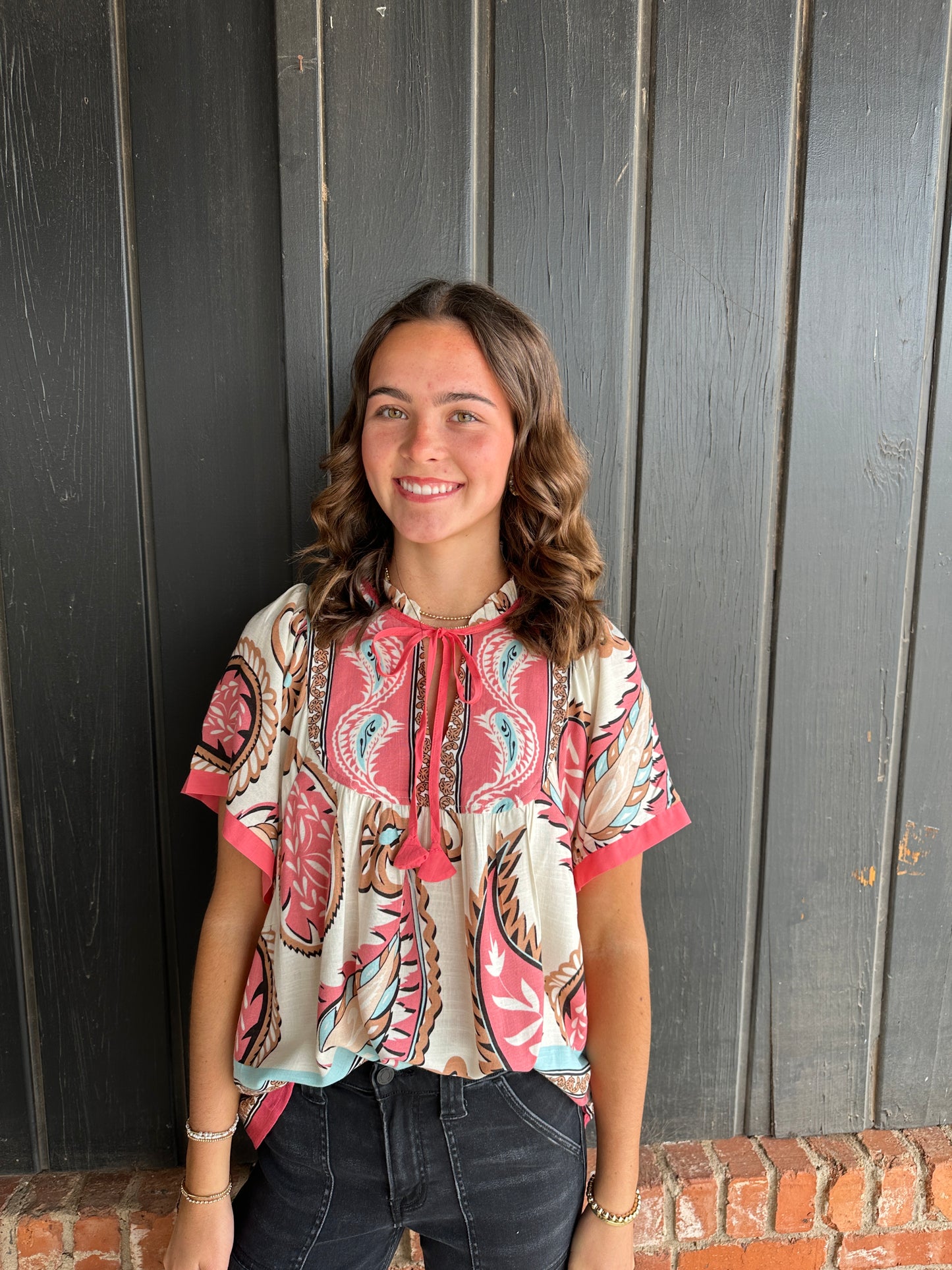 Pink Mix Paisley Print Top