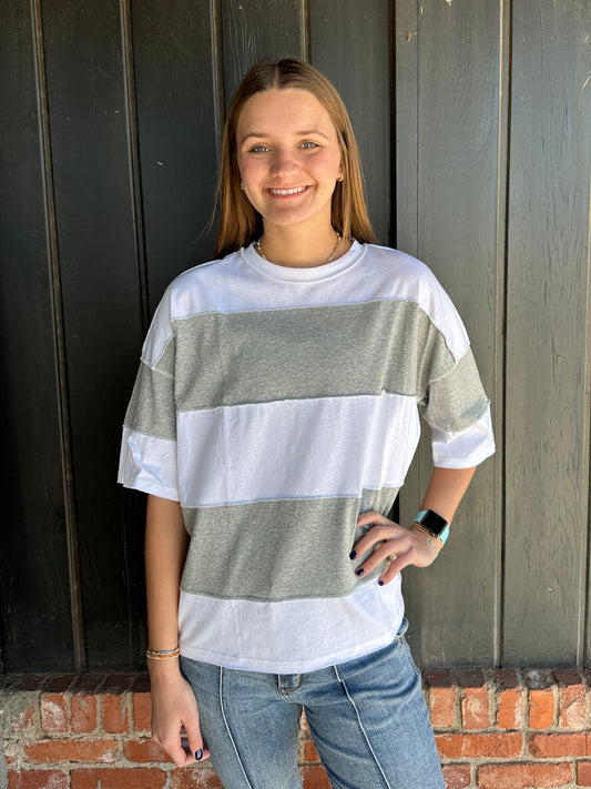 Polly Color Gray Block Top