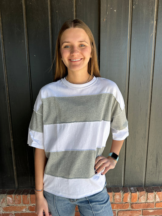 Polly Color Gray Block Top