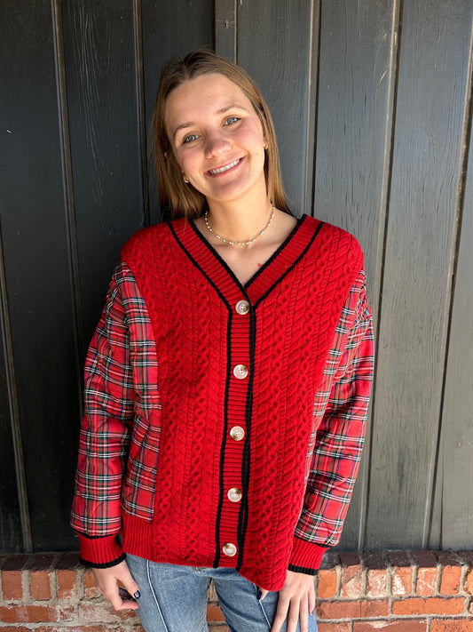 Christmas Theme Buttoned Cardigan