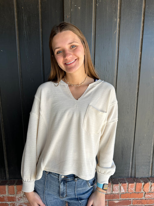 Solid Notch Neck Knit Top